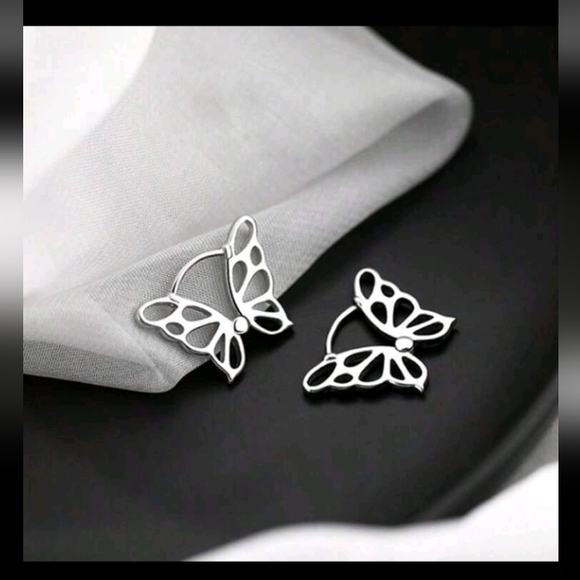 Silver Butterfly Earrings - Picture 3 of 3